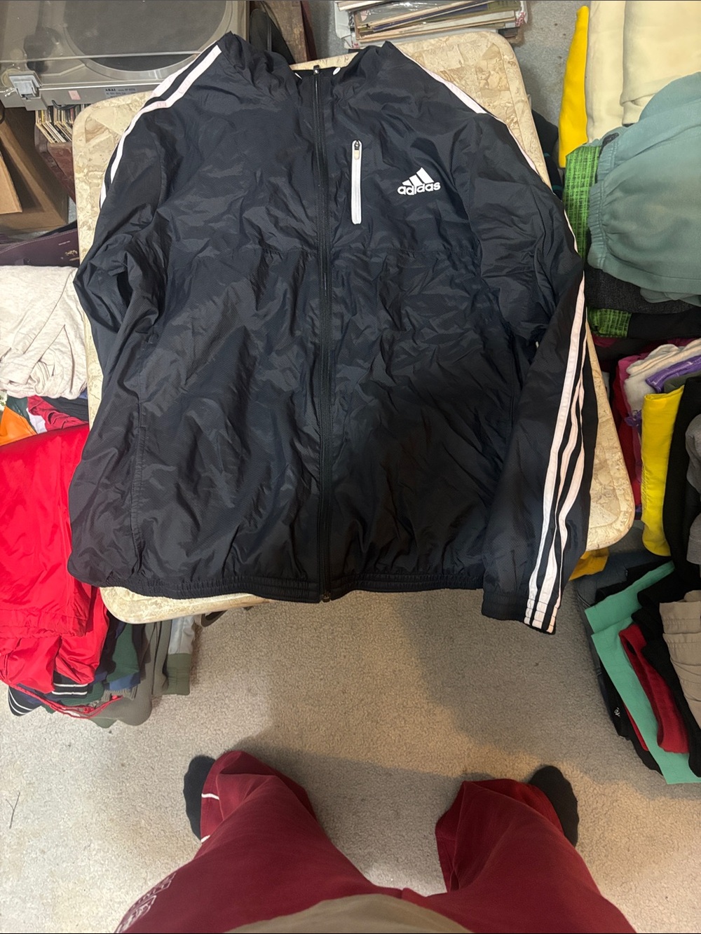 adidas Black Jacket with White Three-Stripes
